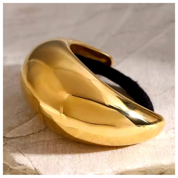 Semi-Circular Stainless Steel 18k Gold Elastic Hair Band main image 7